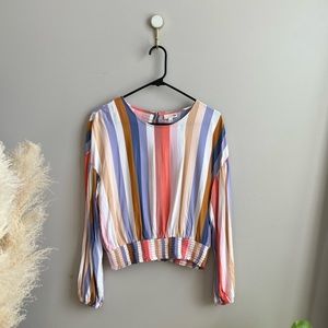 Multi color Women’s striped shirt // Large ✨💕 stretchy waist and arm cuffs